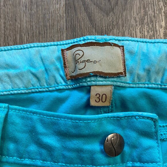 Paige Peg Skinny Bright Blue Denim Jeans Size 30 - Picture 2 of 8